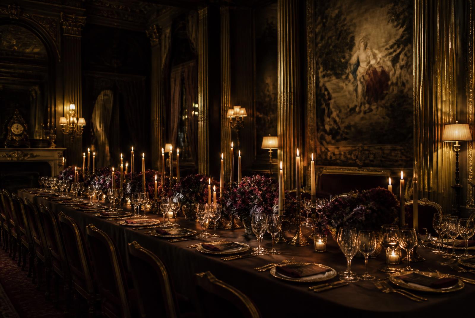 An intimate candlelit private dinner table